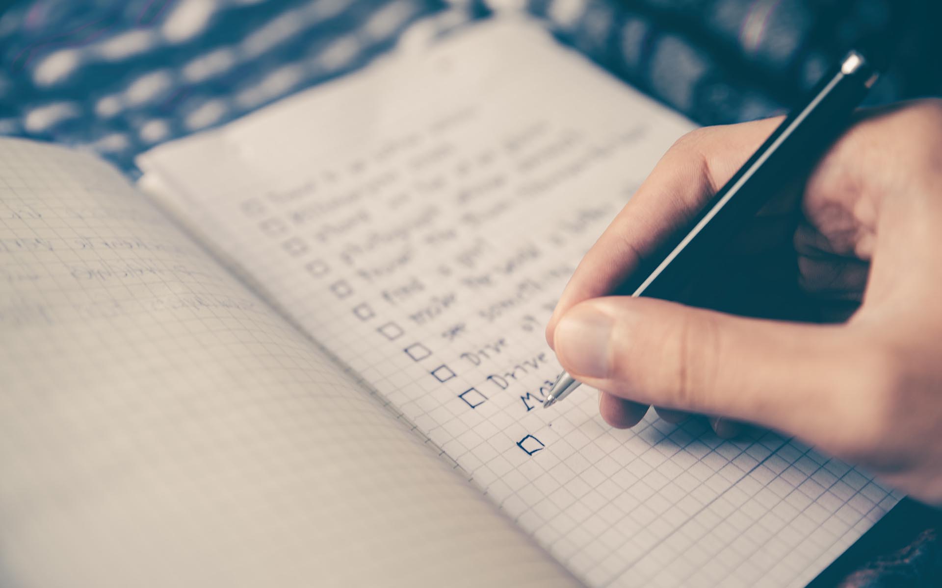 Creating a checklist in a notebook
