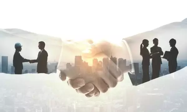 Business merger handshake